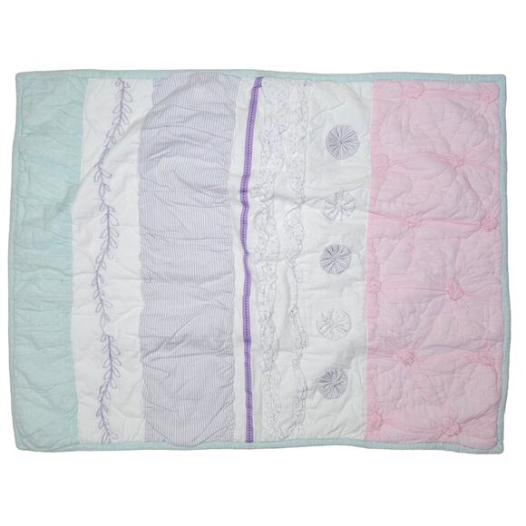 Pottery Barn Kids Standard Pillow Sham BAILEY Pink Ruffle Quilted Pastel Nursery - Picture 13 of 16